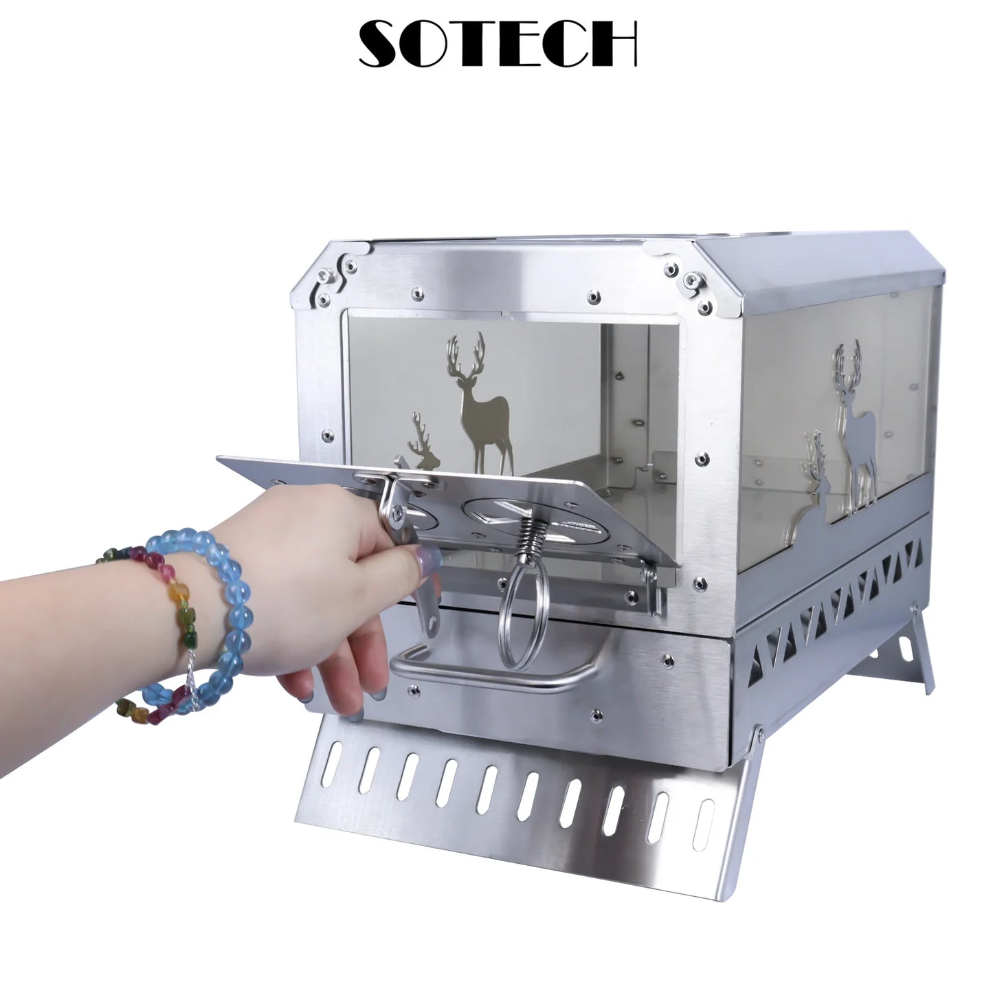 Firewood Stove Outdoor Portable Stainless Steel Burner Desktop Heater with Collapsible Legs for Camping Hiking Barbecue Travel