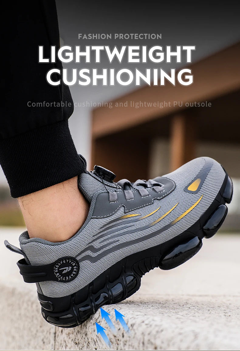 Rotating Button Safety Shoes Men Puncture-Proof Work Sneakers Protective Shoes Brand Indestructible Steel Toe Shoes Work Boots