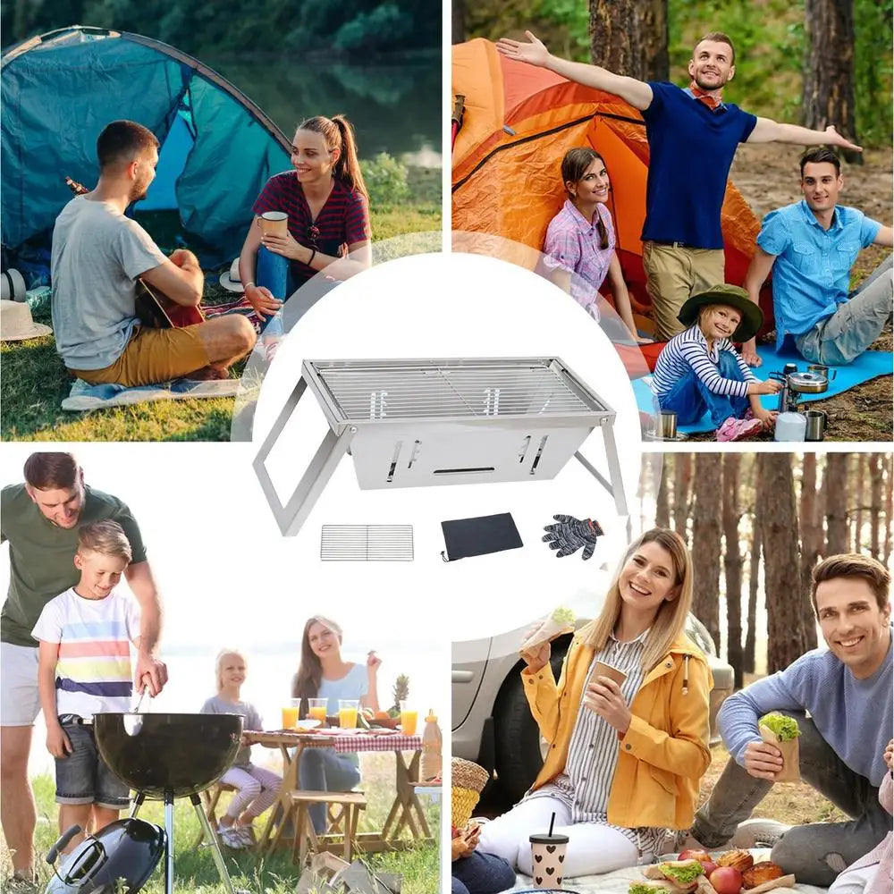 Portable Outdoor Camping Folding stove stainless steel Barbecue brazier charcoal barbecue smokeless folding barbecue stove