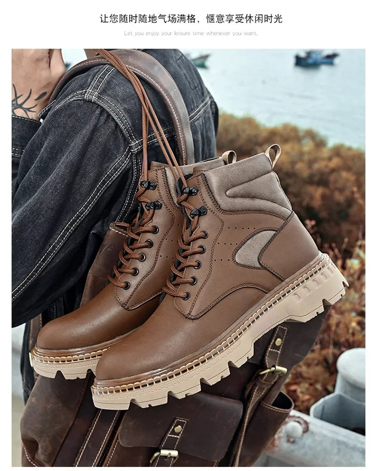 Motorcycle Boots Fashionable Motorcycle Boots Winter Cotton Boots Thick Soled Shock-absorbing Non Slip Casual Shoes