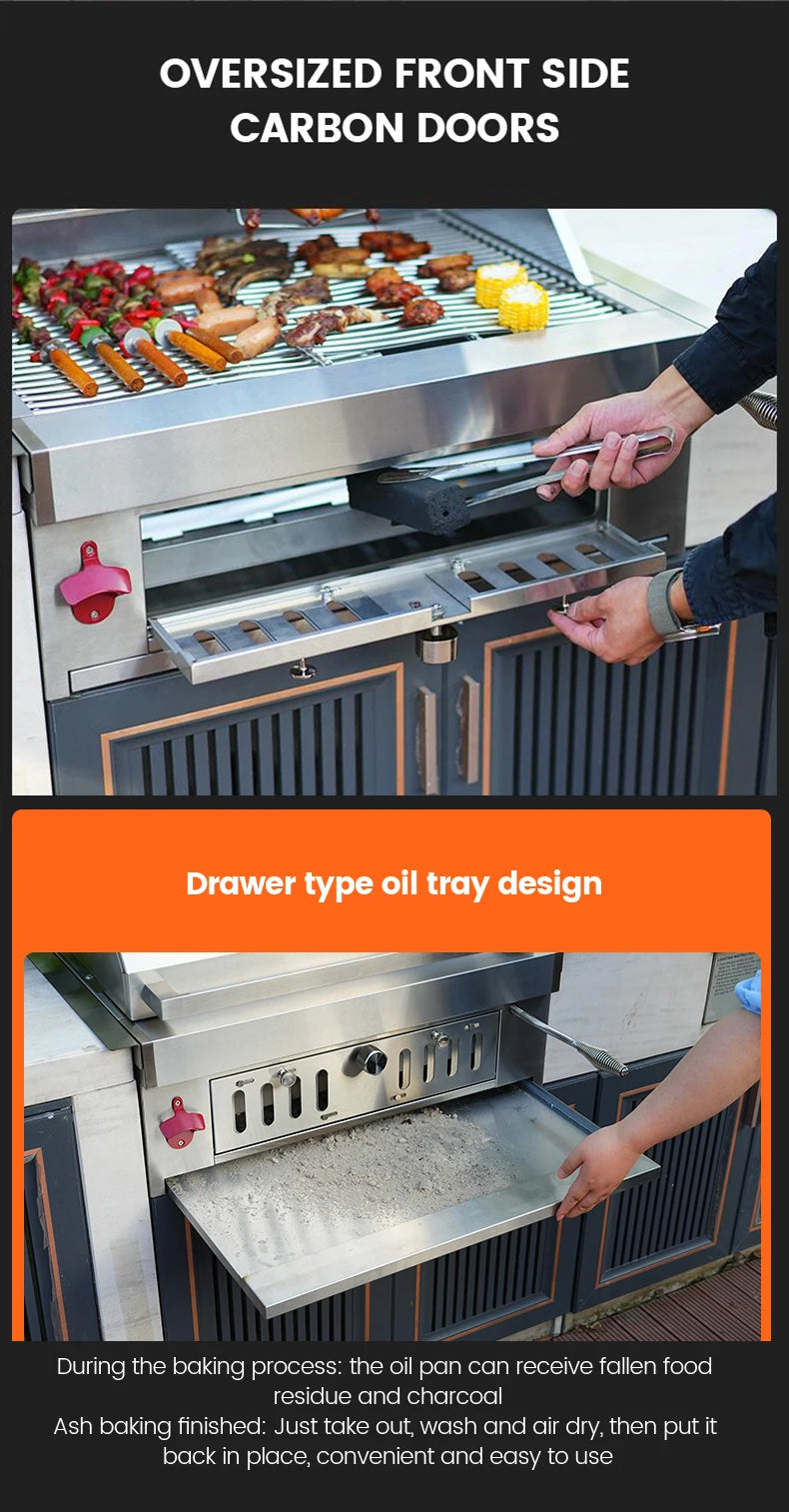 New Arrival Outdoor Party Professional Stainless Steel Built-In BBQ Charcoal Grill