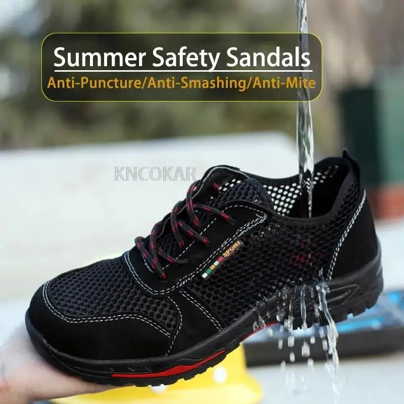 Summer Men Safety Shoes Anti-Smash Indestructible Shoes Breathable Mesh Work Shoes Men Women Work Sneakers Light Steel Toe Shoes