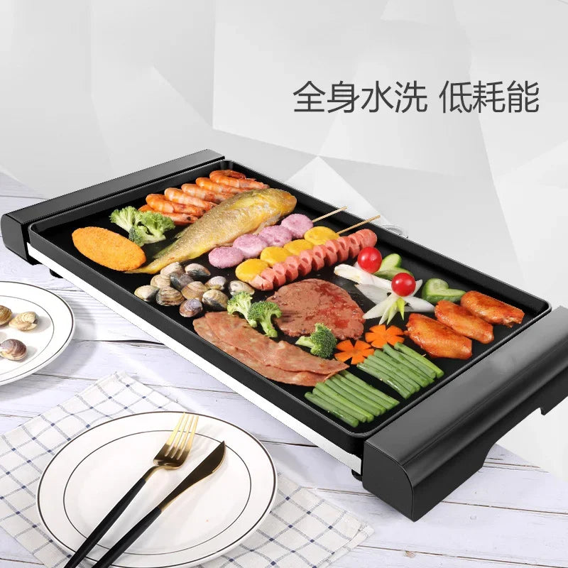 220V Smokeless Electric Grill Pan Korean BBQ Hot Pot Combo Nonstick Steak Machine for Family Cooking AG
