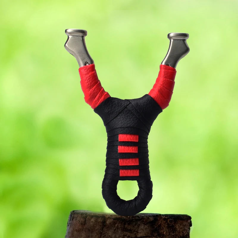 New Style Stainless Steel Powerful Slingshot with Tube Rubber Band Mud Balls Slingshot Catapult Bag for Hunting Outdoor
