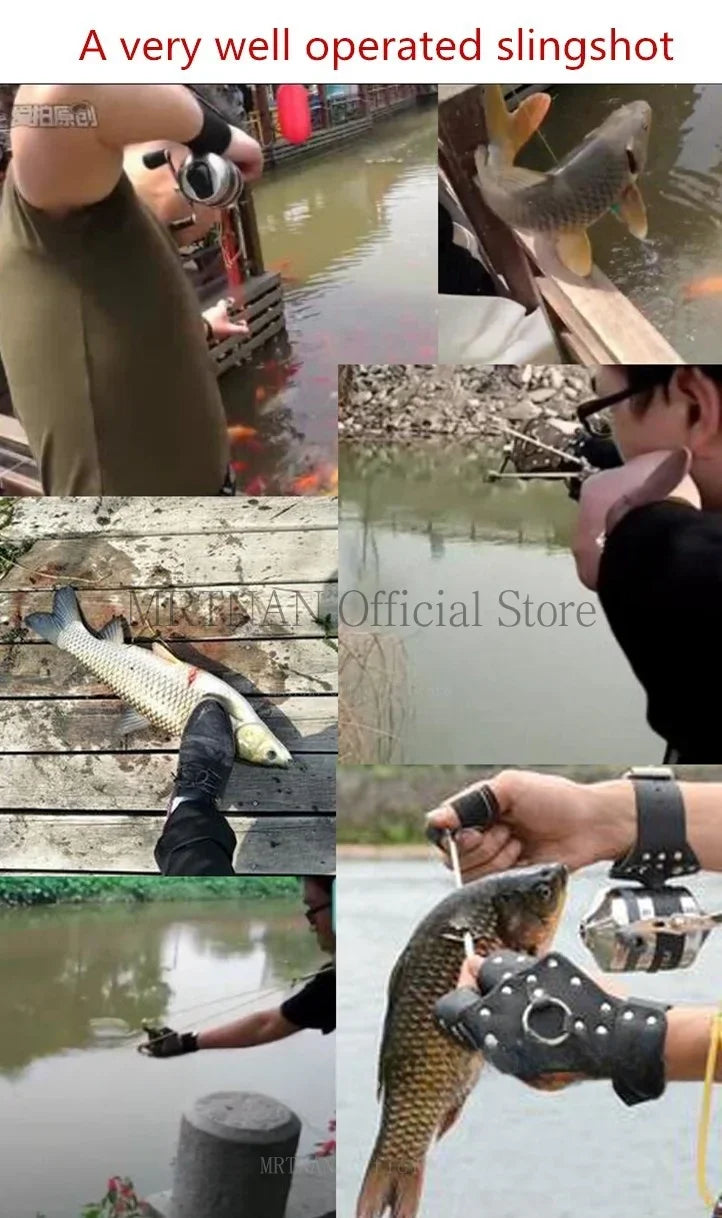 Powerful Fishing Slingsshot with Wrist Rest Outdoor Hunting Sling Shot Large Catapult for Fishings and Ball