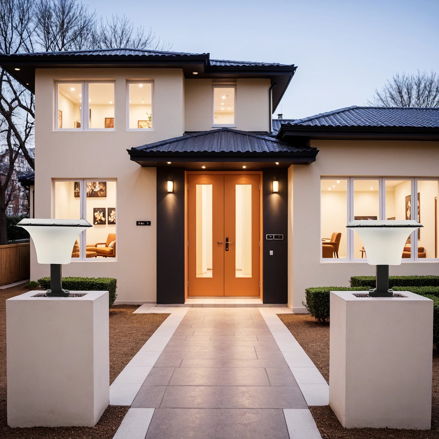 Solar Wall LED Lights with Radar Sensor Outdoor Waterproof Solar Stigma Light Outdoor Porch Light for Garage Entryway Lighting