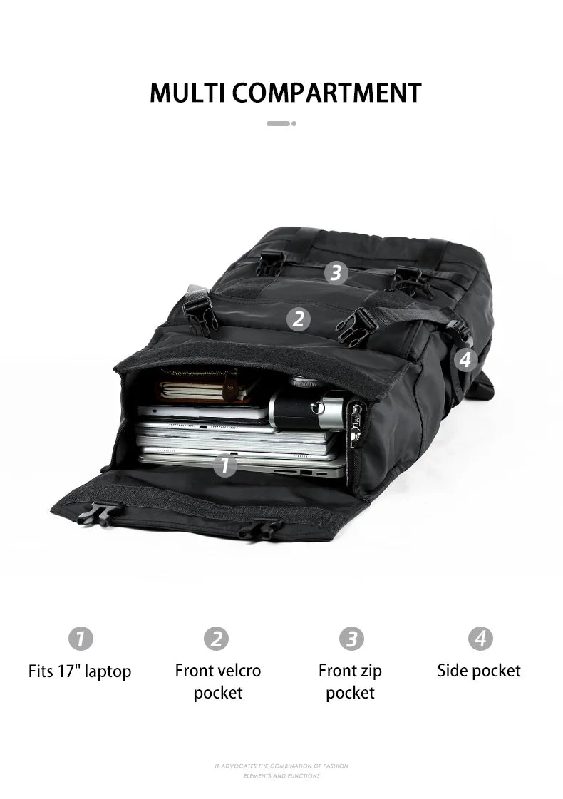 Roll Top Backpack for Men, Water Resistant Expandable, 17.3 inch Laptop Backpack for Commute Travel, 40 Max Liter Rucksack