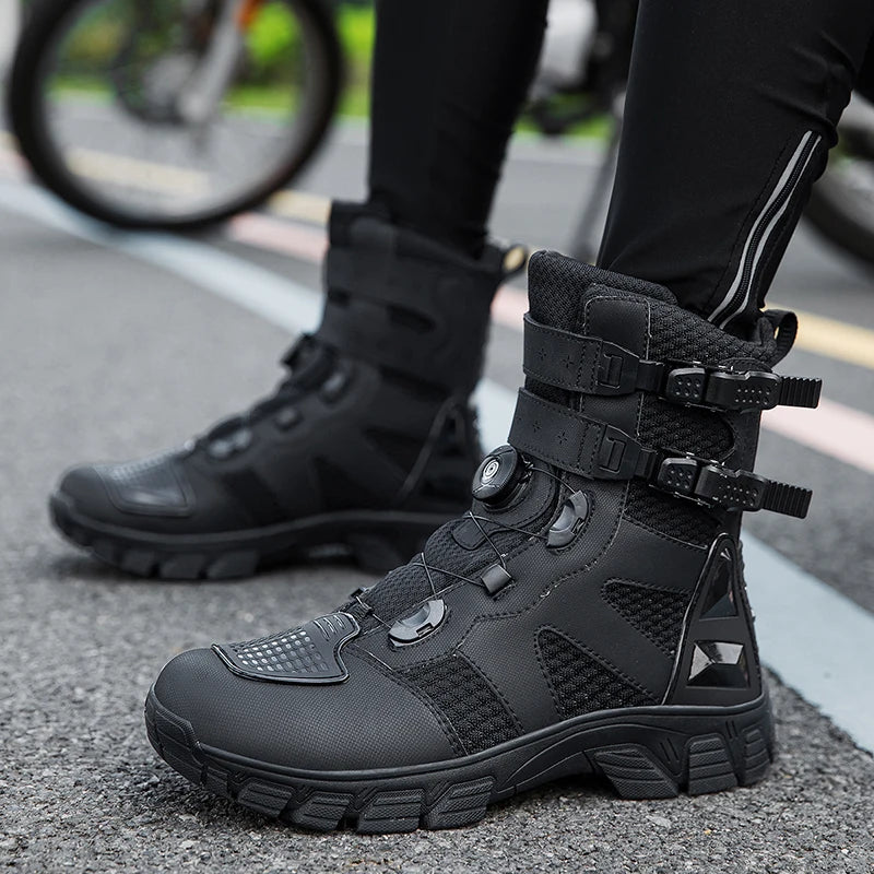 Men's Motorcycle Boots High Quality Breathable Motocross Shoes TPU Protective Men Motorcycle Shoes Non-slip Motos Riding Boot