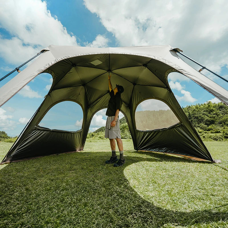 Naturehike Hexagonal Awning Tent Quick Opening Canopy Sunscreen Canopy PU5000 Sunshade Tent Outdoor Camping Travel Tarp Chimney