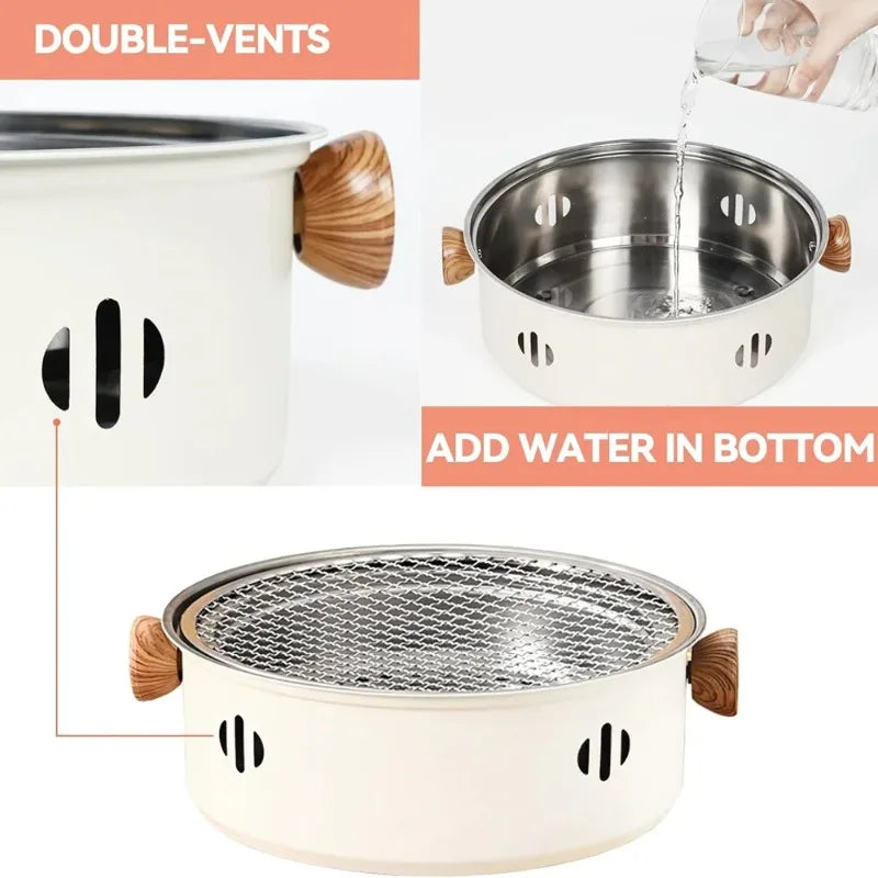 Mini Charcoal Barbecue Grill for Home Outdoor Camping Beach Picnic BBQ Grill Barbecue Stove, Multifunctional Charcoal BBQ Stove