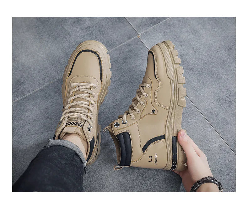 2025 Men's Casual Shoes Non-slip Wear-resistant High-top Sneakers Outdoor Comfortable Platform Hiking Shoes Designer Men's Shoes