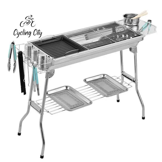 Outdoor Stainless Steel Charcoal Grill Barbecue Tool Portable Free Installation Handle Folding  BBQ Cooking Grid  Park New 2024