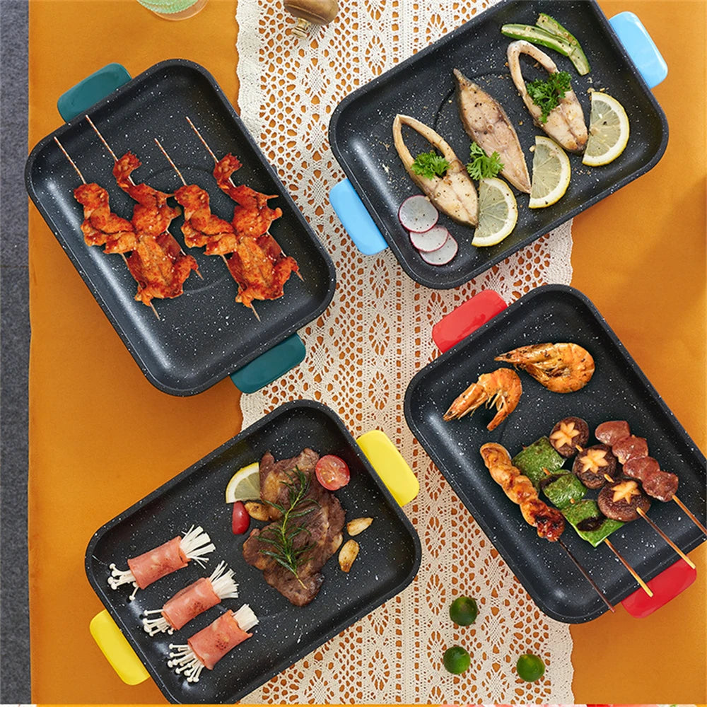 Multifunctional Electric BBQ Grill 26cm Square Mini Electric Baking Tray Pancake Steak Electric Wok  Kitchen Fry Pan Baking Tray