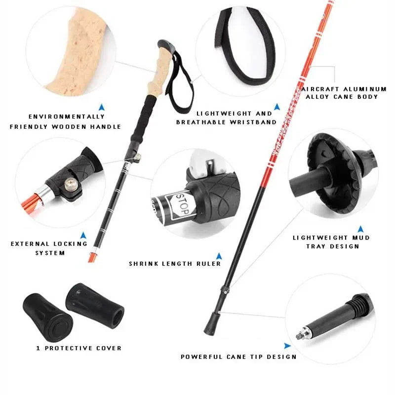 Trekking Poles for Hiking Walking Sticks for Seniors Collapsible and Lightweight, 2pc Set - Hiking Poles for Backpacking Camping