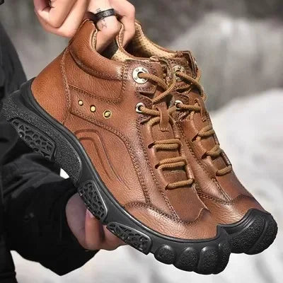 Motorcycle Riding Boots with Winter Velvet Style Warm Waterproof and Non Slip Outdoor Leisure Hiking Shoes Motorcycle Boots