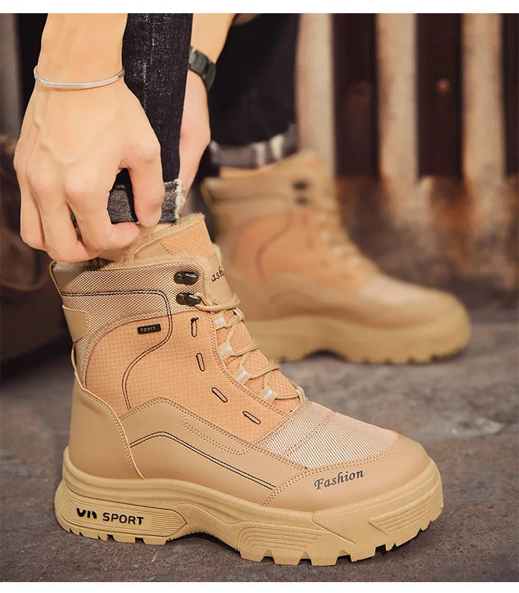 Winter Warm Men Boots Platform Boots High Top Men's Cotton Shoes Non-slip Working Ankle Boots for Men 2024 Short Plush Snow Boot