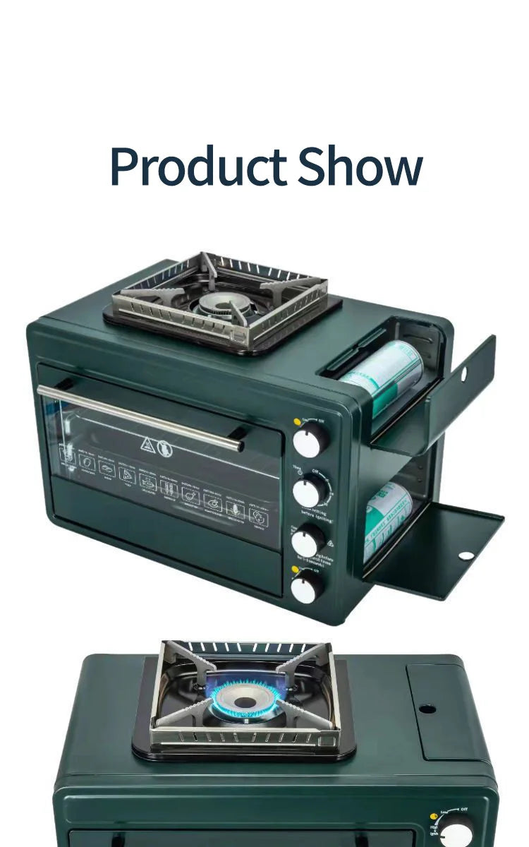 Household Multifunctional Outdoor Gas Pizza Oven Camping Gas Stove 2-in-1 Box Oven Portable Small Baking Oven