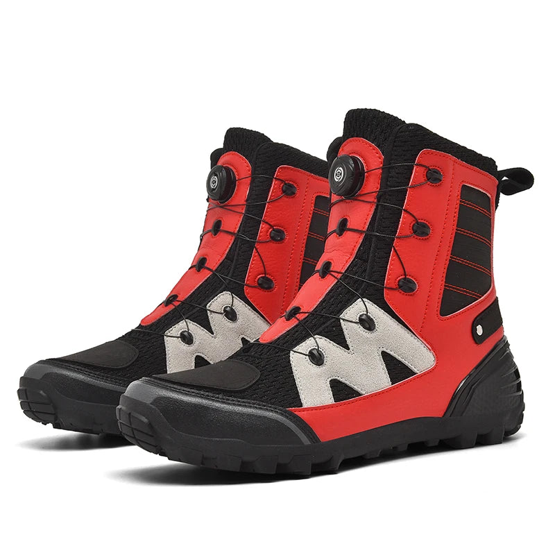 Motorcycle Boots Men Moto Riding Boots Four Seasons Breathable Motorcycle Shoes Motorbike Chopper Cruiser Touring Ankle Shoes