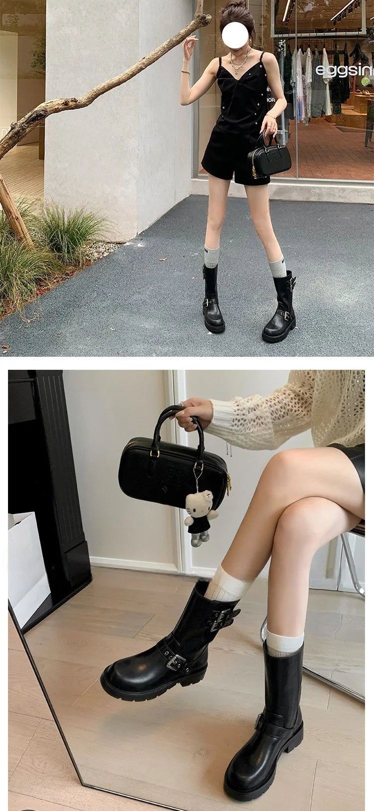 Spring and Autumn Women Boots Retro Platform Boots 2024 Round Toe Solid Color Low Heel Short Buckle Casual Women's Fashion Boots