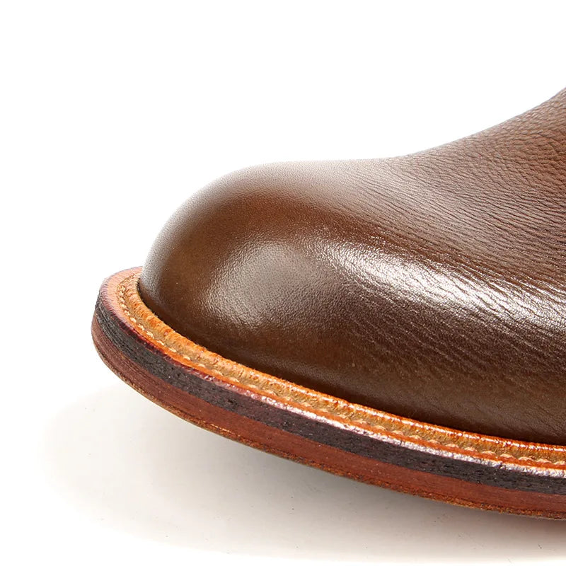 Vintage Man Western Boots Genuine Leather High Calf Shoe For Men Comfortable Slip On Designer Shoes Ankle Boots Male Shoe A223