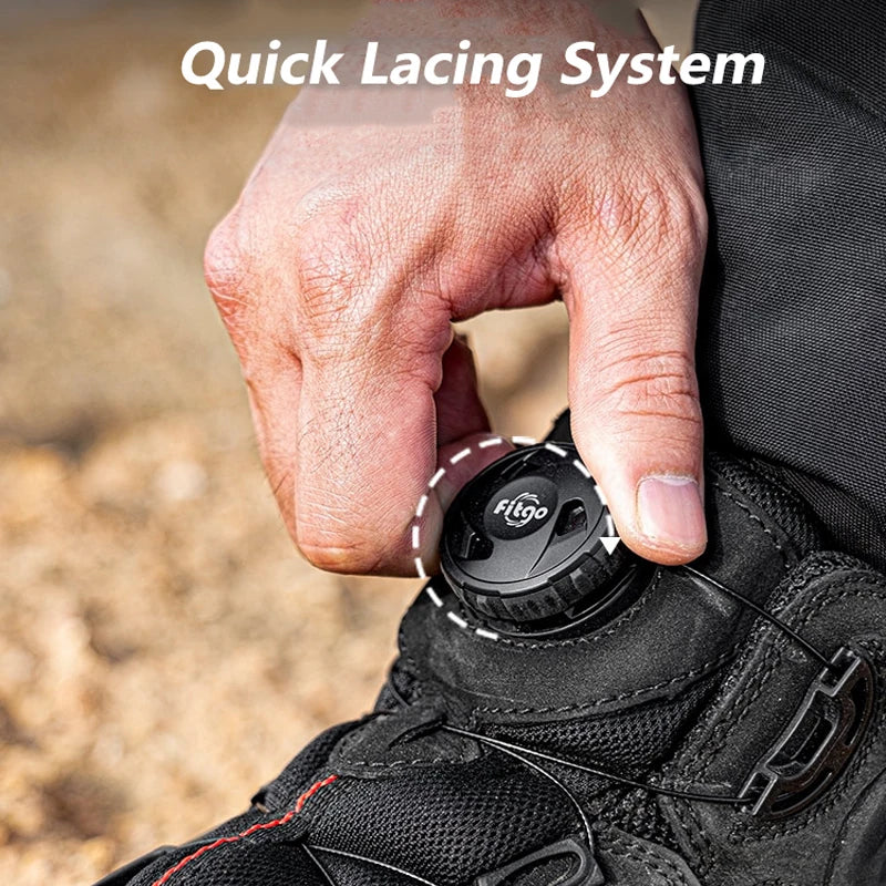 FEHER MQZ Series Motorcycle Boots Breathable Lightweight Non-slip Rotating Lace Up System Hiking Shoes for Riding and Climbing