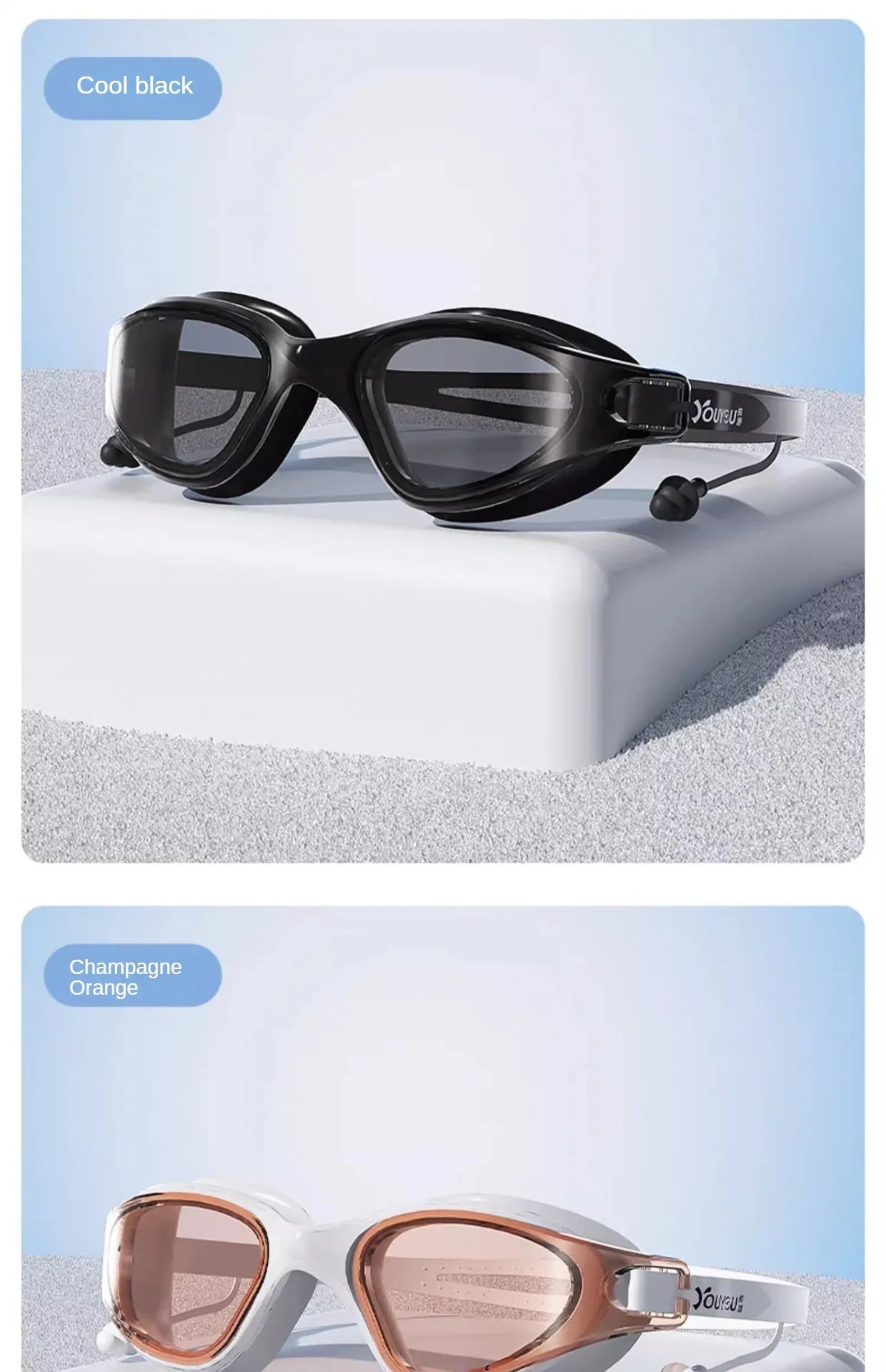 HD Anti-fog Swimming Goggles with Earplugs Adult Men Women  Leak Proof Adjustable high-quality Silicone Swim Protection EYEWEAR