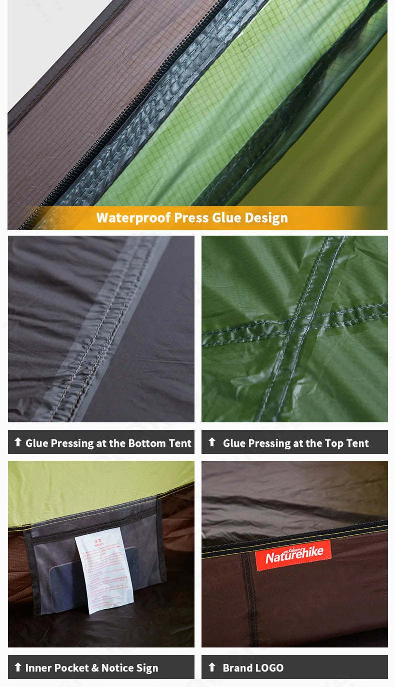 Naturehike 15D Cloud Peak Camping Tent Outdoor Camping Ultralight 2 Persons 15D Silicone 4 Seasons Hiking Tent With Free Mat