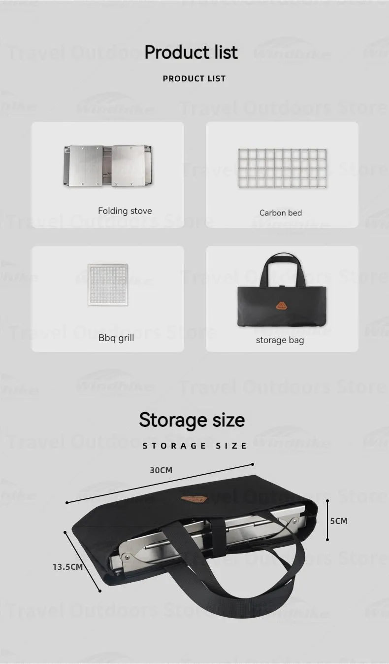 3F UL GEAR Camping Folding Firewood Stove All-In-One Style Tabletop BBQ Furnace 2.2kg Ultralight Outdoor Cooking Equipment Oven