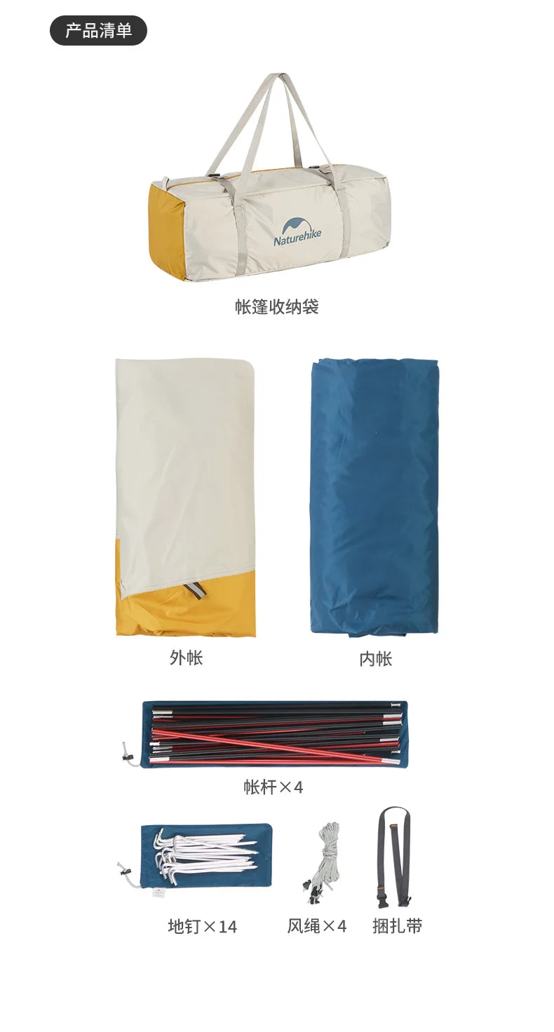 Naturehike-Camping Ultralight Tent, Outdoor Portable, Rainproof and Sun Protection, 2-3 People, Hiking, CNK2300ZP024