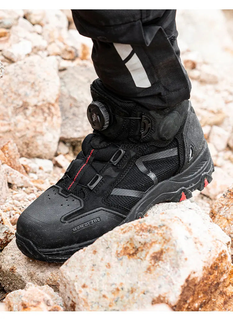 FEHER Motorcycle Boots BOA System CE Level 2 Foot Protection Hiking Shoes Waterproof All Season for Rider and Wilderness Climber