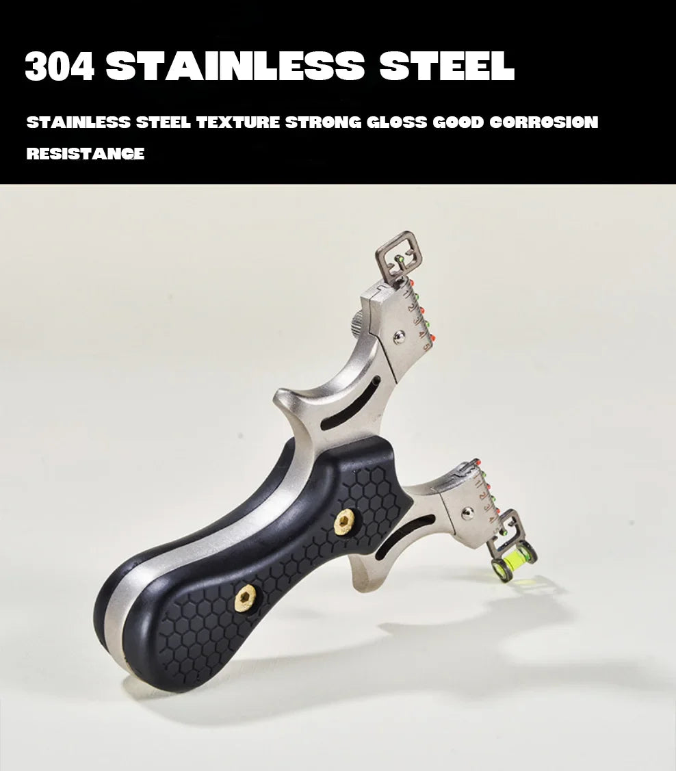 Stainless Steel Slingshot Quick Press Flat Rubber Band Slingshot Outdoor Hunting and Shooting Steel Ball Target Paper Set