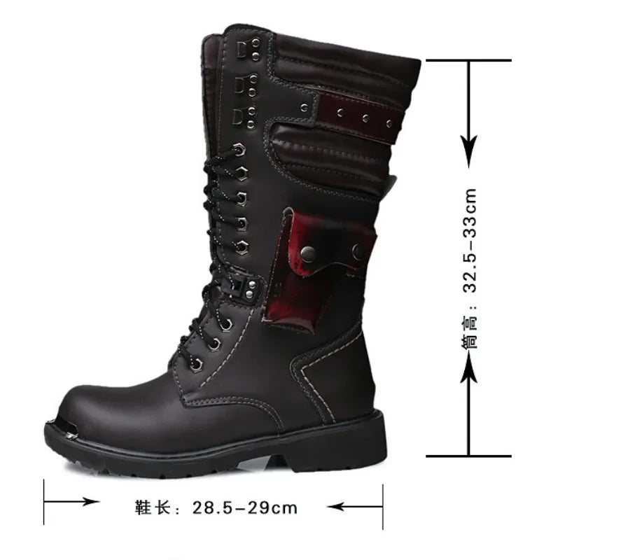 Men's High Top Motorcycle Boots Autumn and Winter Fashion Outdoor Collision Resistant Anti Slip Soft Sole Casual Leather Boots