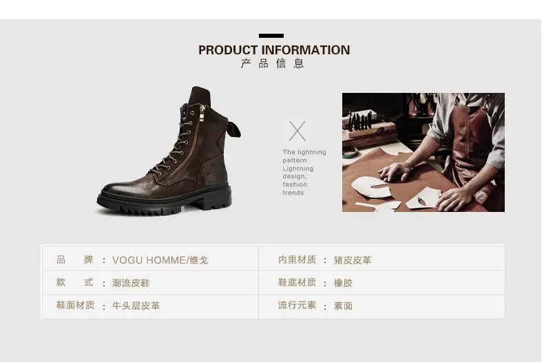 Retro Leather Motorcycle Riding Boots Riding Boots British Cool Man Handmade High-top Winter Work Shoes