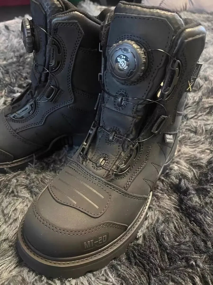 MT-20 Anti-fall Motorcycle Rally Boots MT-10 Leather Waterproof Riding Shoes Knob Design Racing Motorcycle Riding Cowhide Boots