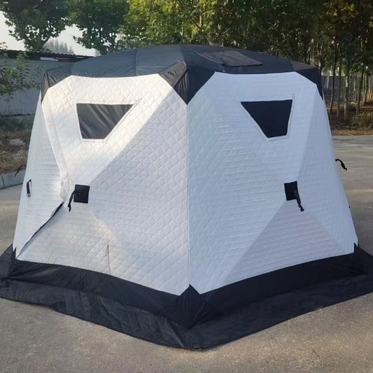 YOUSKY Winter Fishing Tent, Thickened Hexagonal Design, 3-4 Person, Quick Opening Cotton Camping Tent for Ice Fishing