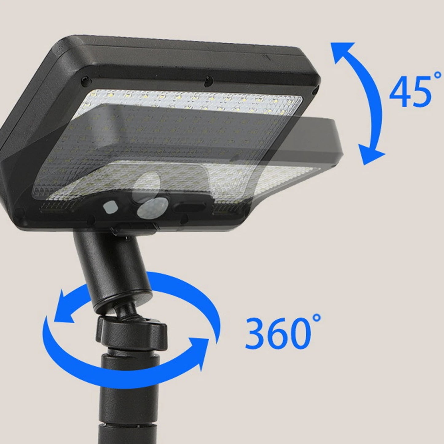 360° Rotatable Solar Motion Sensor Lights Outdoor Vertically Adjustable 4 Modes Waterproof Fence Clip-on LED Lamp for Camping