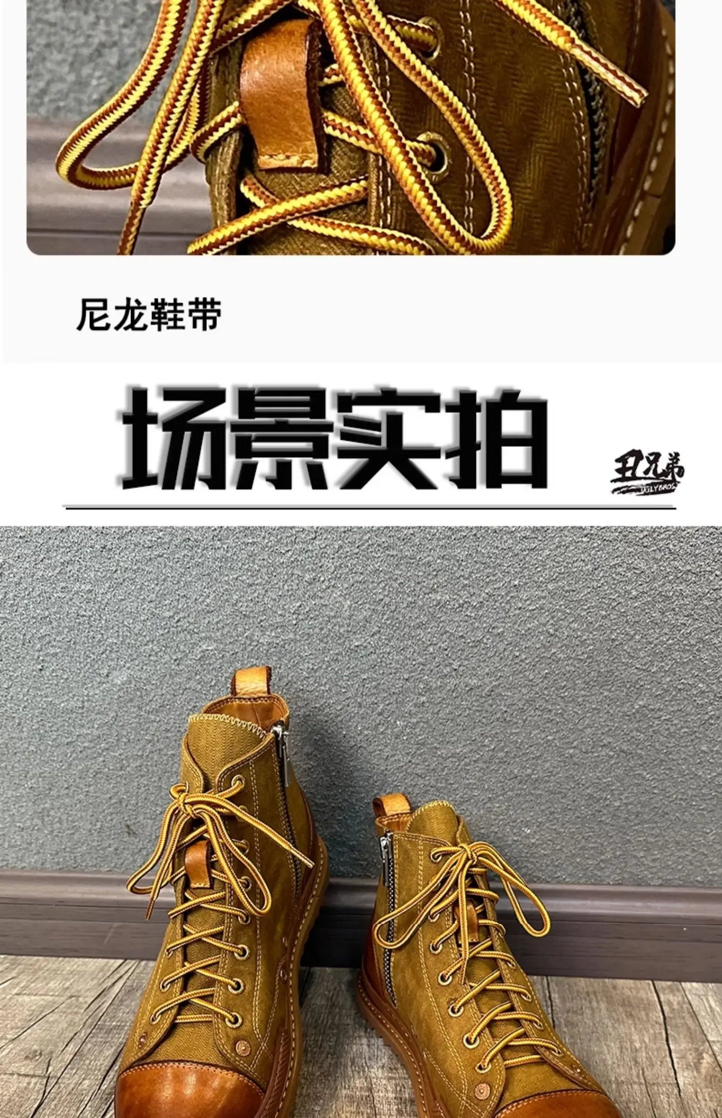 Retro Uglybros Motorcycle Boots Cowhide Canvas Shoes Ankle Protect Motorbike Zapatone British Style Botas For Harley For TRIUMPH