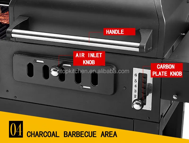 Outdoor Barbecue grill Charcoal Gas Comb BBQ Grill American family party  Machine courtyard gas and carbon dual-use bbq