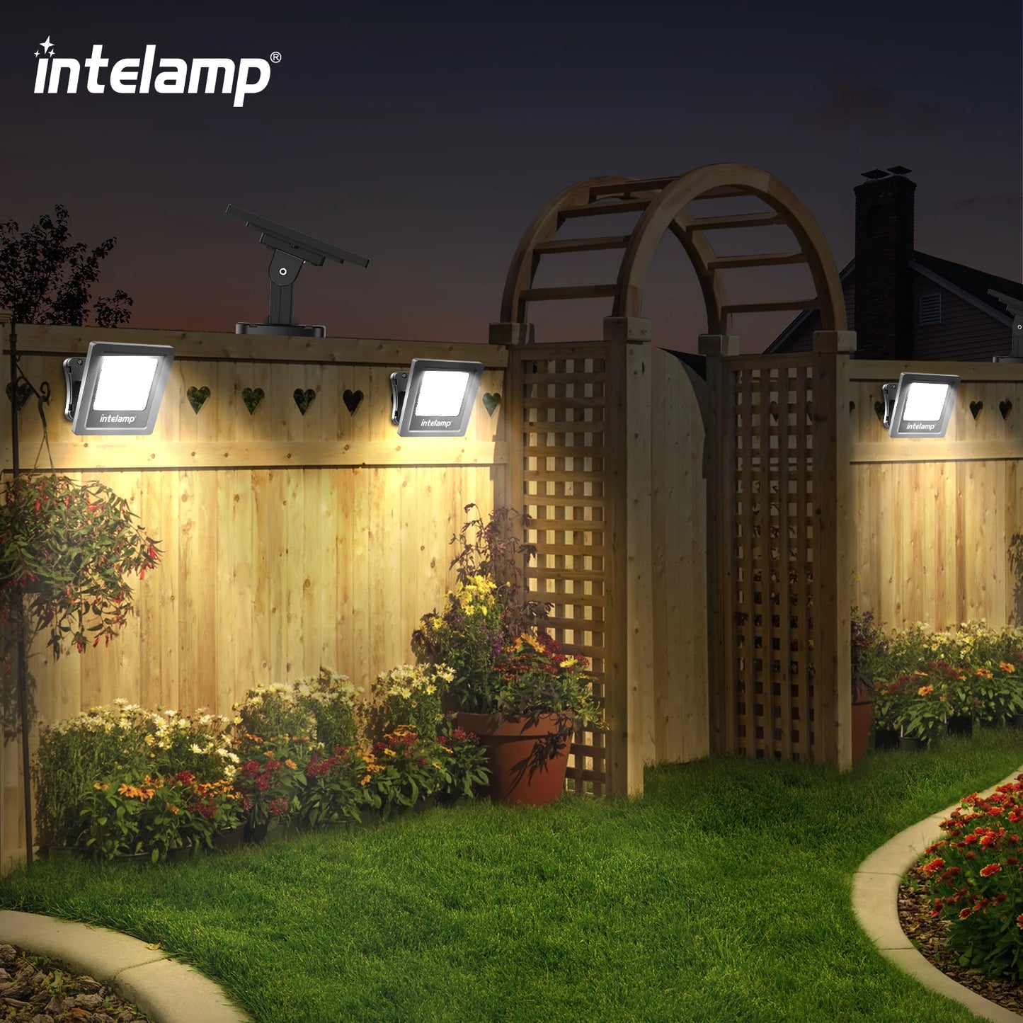 Solar Outdoor Super Bright Wall Light IP65 Waterproof Street Light Solar Security Light (Warm) for Many Outdoor Scenes