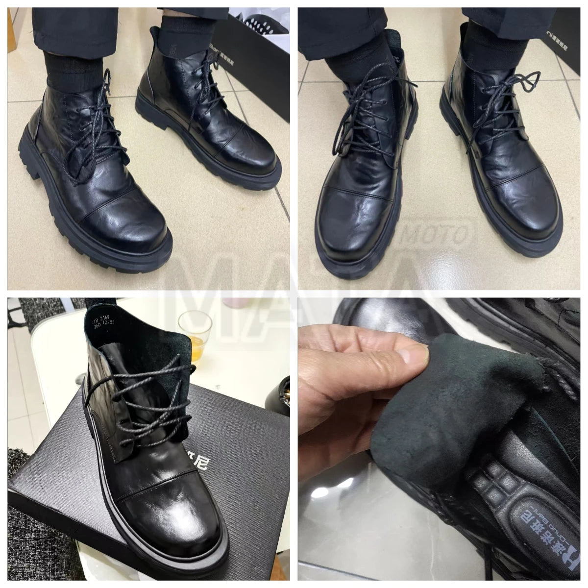 Motorcycle Boot British Style High-top Lace-up Ankle Boots Autumn Winter New Luxury Men's Genuine Leather Designer Shoes