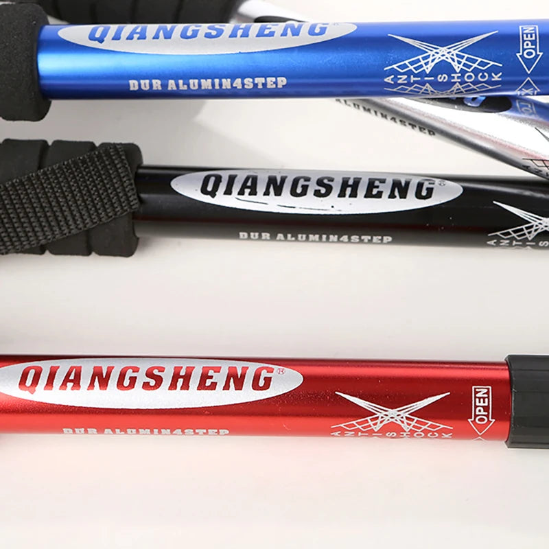 Four-section T-handle Trekking Pole Outdoor Travel Cane Climbing  Pole Aluminum Alloy Telescopic Pole Hiking Walking Stick