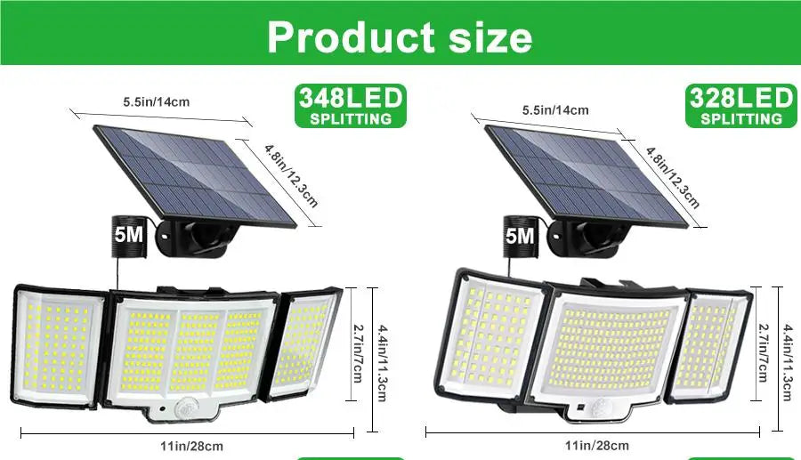 238/328 LED Solar Lamp Outdoor 348Wall Lamp IP65 Waterproof Spotlights Lamp Motion Sensor Solar 3 Mode Street Light Garden Decor