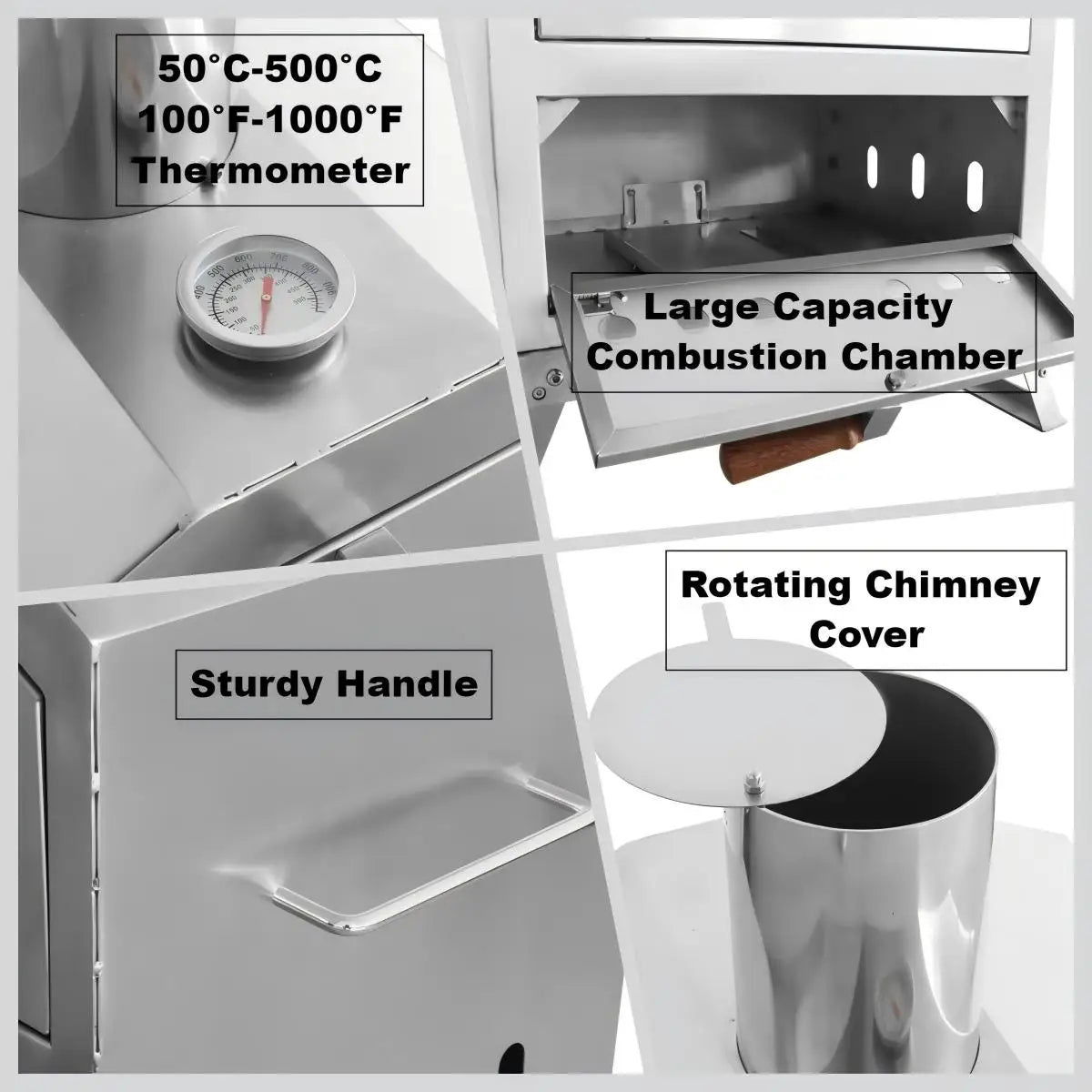 Outdoor Pizza Oven Carbon Steel Firewood Stove 12" Pizza Grill for Camping Hiking Picnic Barbecue Roast High-capacity Pizza