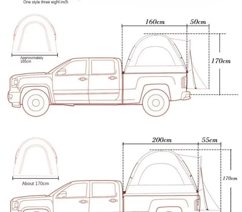 Portable Rainproof Camping Tent, Folding Fishing Tail Tent, Car Pickup Truck Tent