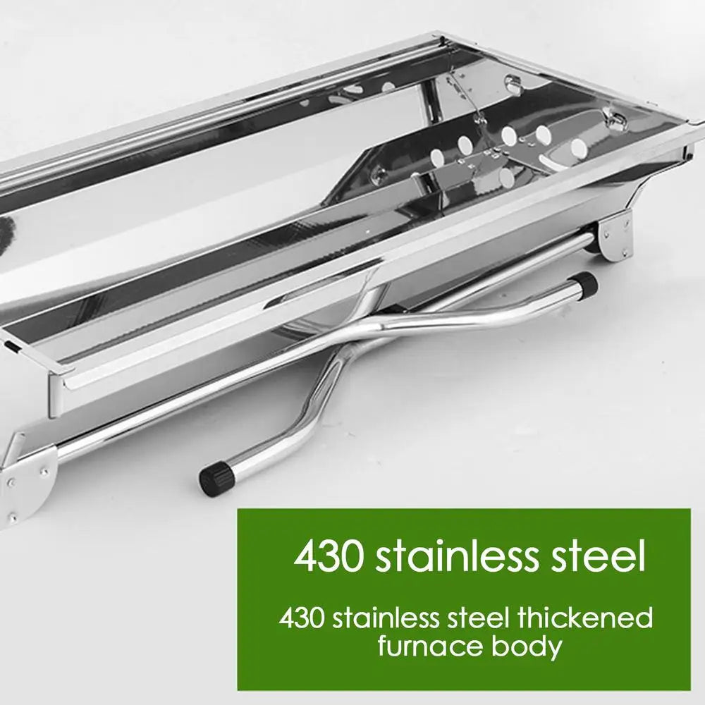 Folding Portable Barbecue Charcoal Grill Stainless Steel Large BBQ Grill Tool For Outdoor Cooking Camping Picnics Beach