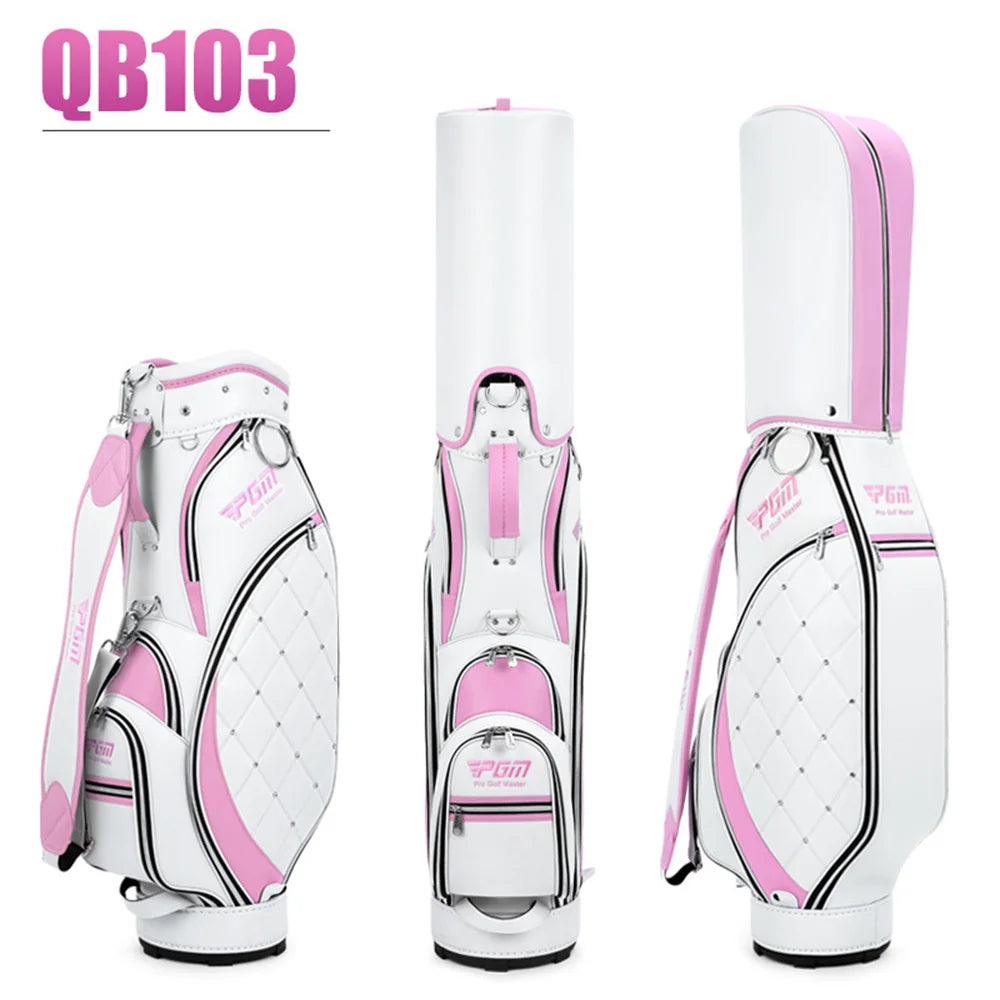 PGM Women Golf Stand Bag Portable Thickened Waterproof Cloth Ball Bag Wear Resistant High Quality Light TPU Golf Clubs Bag QB103