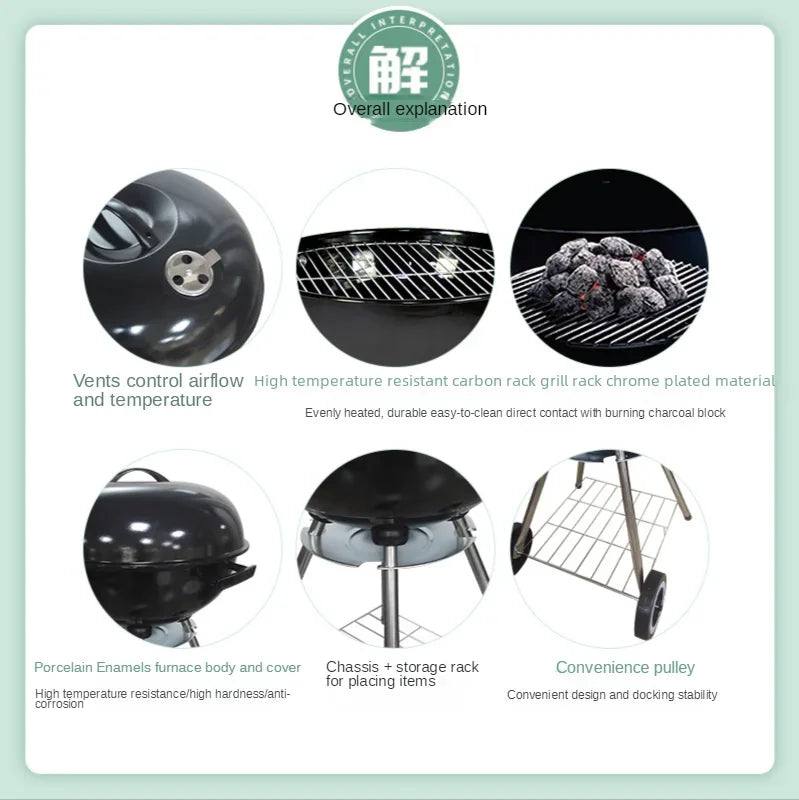 K-STAR New Portable Outdoor BBQ Grill Charcoal Firewood Popular Apple Shape Barbecue Grill 18 Inch Wholesale 2024 Dropshipping