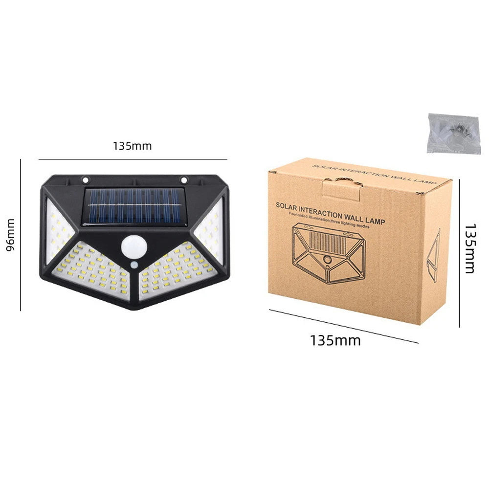 100 LED Wall Lights Outdoor Solar Lamp PIR Motion Sensor Solar Powered Sunlight Street Light for Garden Decoration