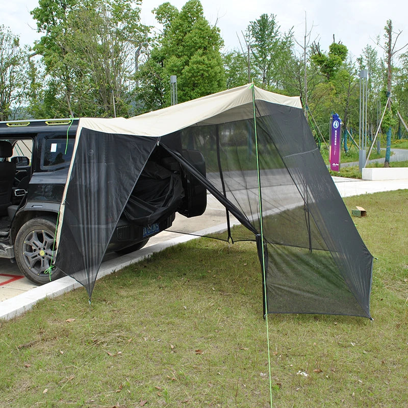 SUV Rear Tent with Mosquito Net – 4-Person Sun Shelter & Quick-Setup Car Canopy for Family Camping, Outdoor Adventures