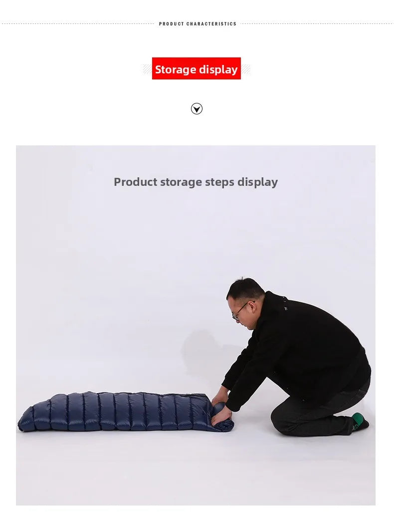 SKY ICEFeichan Mummy Down Sleeping Bag for Adults Outdoor Camping Winter Thickened Goose Down Cold-Proof Warm